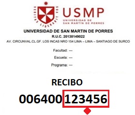 Ubicación del número de recibo